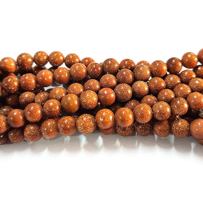 Gold Stone 6mm Semi Precious Round Beads with smooth polish and rich natural (Authentic)  perfect for bracelets, malas, and premium DIY jewelry projects. Sold Per Line  64~65 beads