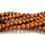 Gold Stone 6mm Semi Precious Round Beads with smooth polish and rich natural (Authentic)  perfect for bracelets, malas, and premium DIY jewelry projects. Sold Per Line  64~65 beads