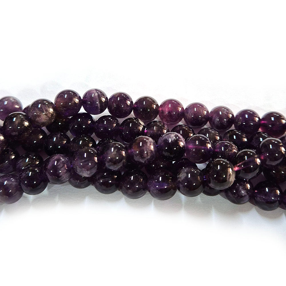 Dark Amethyst 8mm Semi Precious Round Beads with smooth polish and rich natural (Authentic)  perfect for bracelets, malas, and premium DIY jewelry projects. Sold Per Line  50~52 beads
