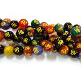 Om multi Agate 8mm Semi Precious Round Beads with smooth polish and rich natural (Authentic)  perfect for bracelets, malas, and premium DIY jewelry projects. Sold Per Line  47~48 beads