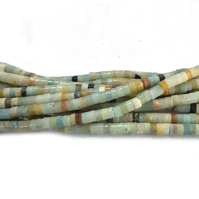 Multicolor Amazonite 4mm Semi Precious Heishi/Cylinder Shape Beads with smooth polish and rich natural (Authentic)  perfect for bracelets, malas, and premium DIY jewelry projects. Sold Per Line  Heishi/Cylinder Shape