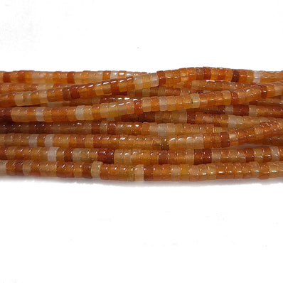 Carnelian 4mm Semi Precious Heishi/Cylinder Shape Beads with smooth polish and rich natural (Authentic)  perfect for bracelets, malas, and premium DIY jewelry projects. Sold Per Line  Heishi/Cylinder Shape