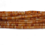 Carnelian 4mm Semi Precious Heishi/Cylinder Shape Beads with smooth polish and rich natural (Authentic)  perfect for bracelets, malas, and premium DIY jewelry projects. Sold Per Line  Heishi/Cylinder Shape