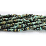African Turquoise 4mm Semi Precious Heishi/Cylinder Shape Beads with smooth polish and rich natural (Authentic)  perfect for bracelets, malas, and premium DIY jewelry projects. Sold Per Line  Heishi/Cylinder Shape