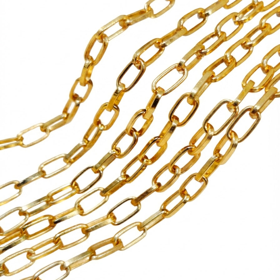 5x9mm Gold Cut Iron Alloy Chain – Approx. 1 Meter for Jewellery Making