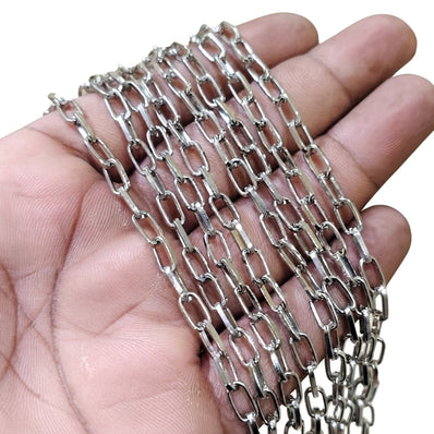 5x9mm Nickel Silver Cut Iron Alloy Chain – Approx. 1 Meter for Jewellery Making