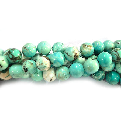 8mm Round Gemstone Beads, Magnesite Turquoise Per Line Approx 50 Beads