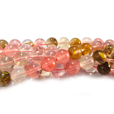 8mm Round Gemstone Beads, Strawberry Quartz Per Line Approx 45 Beads