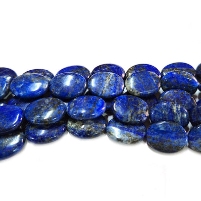Lapis Lazuli Stone Beads Flat Oval Shape Natural Fine Quality Beads Sold Per Line Approx. 25 Beads The Beads Size Approximately 13x16 MM