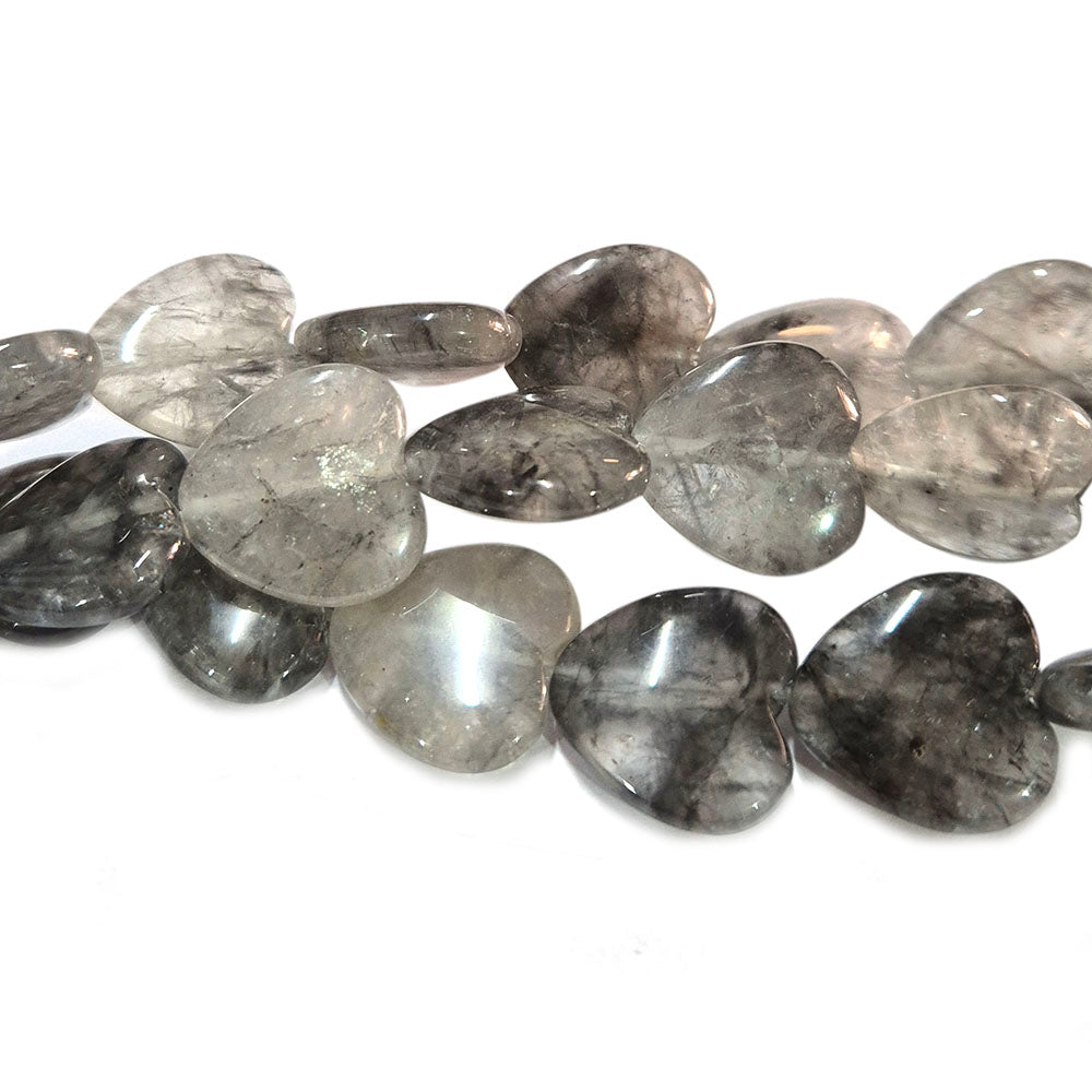 Black Rutilated Quartz Stone Beads Heart Shape Natural Fine Quality Beads Sold Per Line Approx. 23 Beads The Beads Size Approximately 18 MM