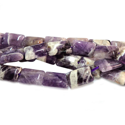 Amethyst Stone Beads Flat Pillow Rectangle Shape Natural Fine Quality Beads Sold Per Line Approx. 26 Beads The Beads Size Approximately 10x15 MM