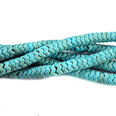 6x3mm Turquoise Howlite Heishi Shape Semi Precious Beads (Zig-Zag Cut) Sold Per line about 150 beads
