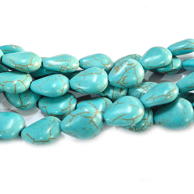 12x15mm, Drop Flat, Howlite Turquoise beads, sold per line about 26 beads