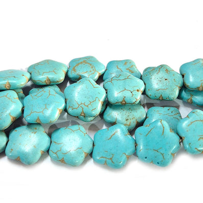 14x15mm Flower Shape, Howlite Turquoise beads, sold per line about 28 beads