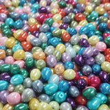 100 PIECES PACK' 8X6 MM APPROX SIZE' ASSORTED MIX PACK OF COLORFUL DROP SHAPE GLASS PEARL BEADS