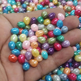 100 PIECES PACK' 8X6 MM APPROX SIZE' ASSORTED MIX PACK OF COLORFUL DROP SHAPE GLASS PEARL BEADS