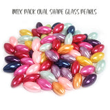 100 PIECES PACK' 8x16 MM APPROX SIZE' ASSORTED MIX PACK OF COLORFUL OVAL SHAPE GLASS PEARL BEADS