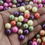 100 PIECES PACK' 12 MM APPROX SIZE' ASSORTED MIX PACK OF COLORFUL ROUND SHAPE GLASS PEARL BEADS