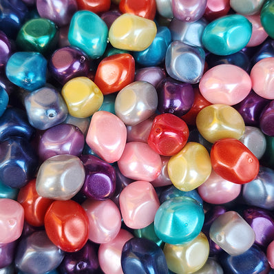 50 PIECES PACK' 12x14 MM APPROX SIZE' ASSORTED MIX PACK OF COLORFUL BARROQUE SHAPE GLASS PEARL BEADS