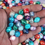 50 PIECES PACK' 12x14 MM APPROX SIZE' ASSORTED MIX PACK OF COLORFUL BARROQUE SHAPE GLASS PEARL BEADS