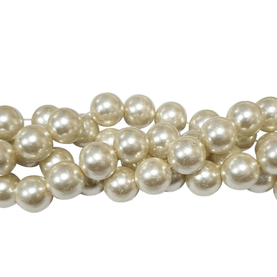 12mm Round, OFF-WHITE GLASS PEARL ROUND BEAD STRANDS HIGH QUALITY TRIPLE QUOTED , APPROX 70 PCS, (Long STRANDS LINE) APPROX 32 INCHES