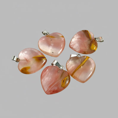 PEACH QUARTZ 1 PIECE PACK HEART SHAPE GEMSTONE CHARMS