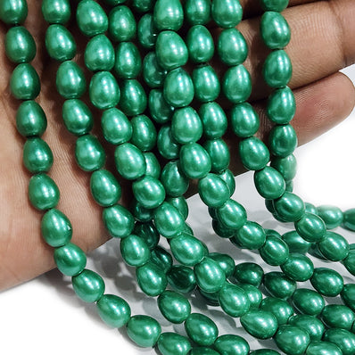 LOOSE GLASS PEARL BEADS DROP SHAPE, IN SIZE ABOUT 8X6 MM, SOLD PER 46 BEADS, IT WILL COME ABOUT 16 INCHES WHILE STRINGING