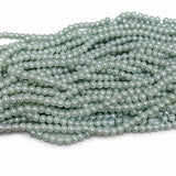4mm Round Glass Pearl Beads – Sage Green Pearl Finish – Approx. 210 Beads Per String – Jewelry Making Supplies