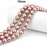 Best Quality 10mm size, Glass Pearl Beads Round  Approx. 88 Beads Per Strand | Jewelry Making Supplies, Color Brown
