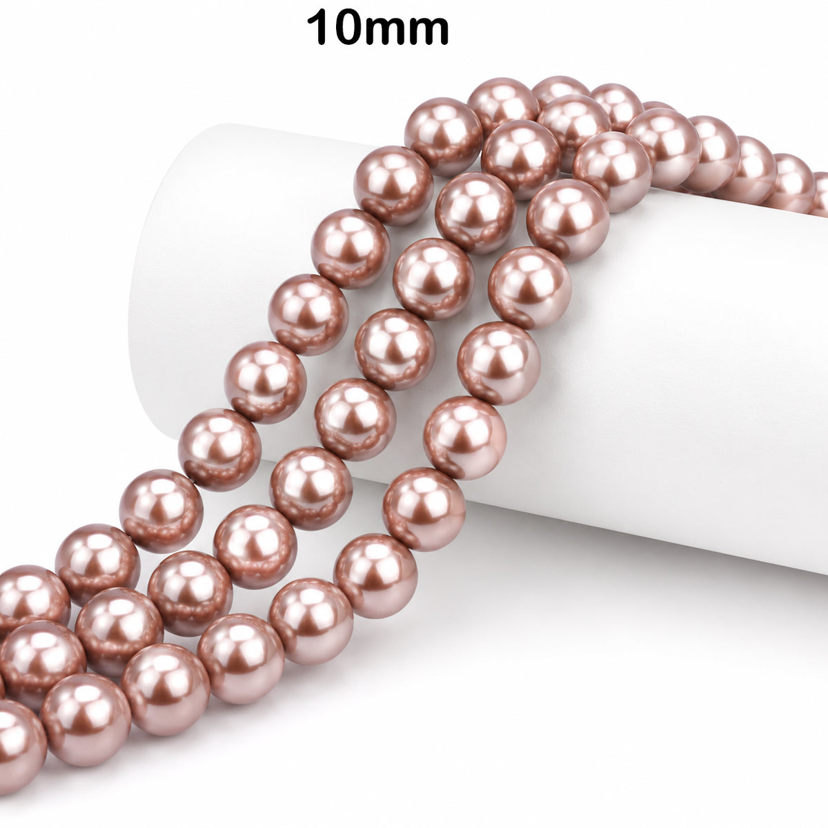 Best Quality 10mm size, Glass Pearl Beads Round  Approx. 88 Beads Per Strand | Jewelry Making Supplies, Color Brown