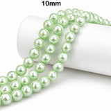 Best Quality 10mm size, Glass Pearl Beads Round  Approx. 88 Beads Per Strand | Jewelry Making Supplies Color Mint Green