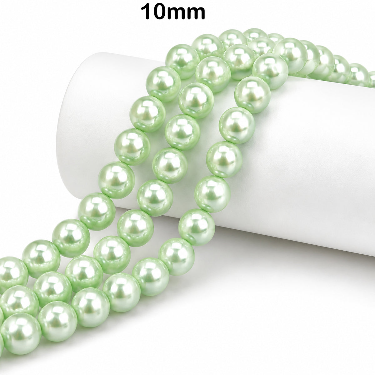Best Quality 10mm size, Glass Pearl Beads Round  Approx. 88 Beads Per Strand | Jewelry Making Supplies Color Mint Green