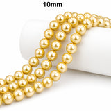 Best Quality 10mm size, Glass Pearl Beads Round  Approx. 88 Beads Per Strand | Jewelry Making Supplies, Color Gold