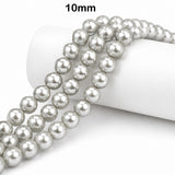 Best Quality 10mm size, Glass Pearl Beads Round  Approx. 88 Beads Per Strand | Jewelry Making Supplies, Color Gray