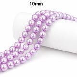 Best Quality 10mm size, Glass Pearl Beads Round  Approx. 88 Beads Per Strand | Jewelry Making Supplies, Color Lavender