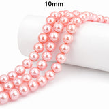 Best Quality 10mm size, Glass Pearl Beads Round  Approx. 88 Beads Per Strand | Jewelry Making Supplies, Color Pink