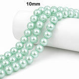 Best Quality 10mm size, Glass Pearl Beads Round  Approx. 88 Beads Per Strand | Jewelry Making Supplies, Color Aqua