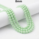Best Quality 8mm size, Glass Pearl Beads Round  Approx. 105108 Beads Per Strand | Jewelry Making Supplies, Color Mint Green