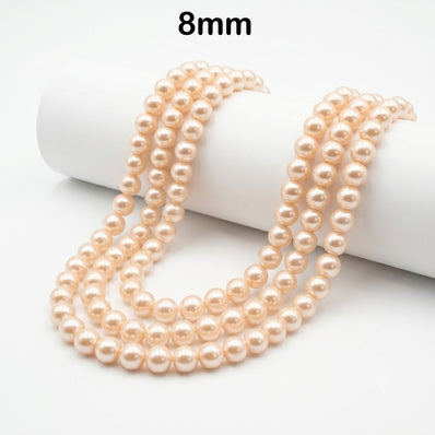 Best Quality 8mm size, Glass Pearl Beads Round  Approx. 105108 Beads Per Strand | Jewelry Making Supplies, Color Dark Cream