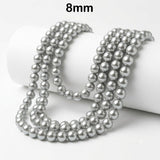 Best Quality 8mm size, Glass Pearl Beads Round  Approx. 105108 Beads Per Strand | Jewelry Making Supplies, Color Gray