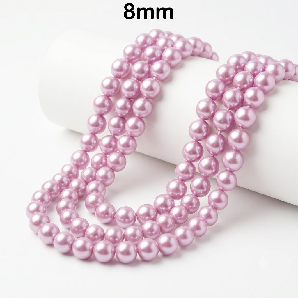 Best Quality 8mm size, Glass Pearl Beads Round  Approx. 105108 Beads Per Strand | Jewelry Making Supplies, Color Lavender