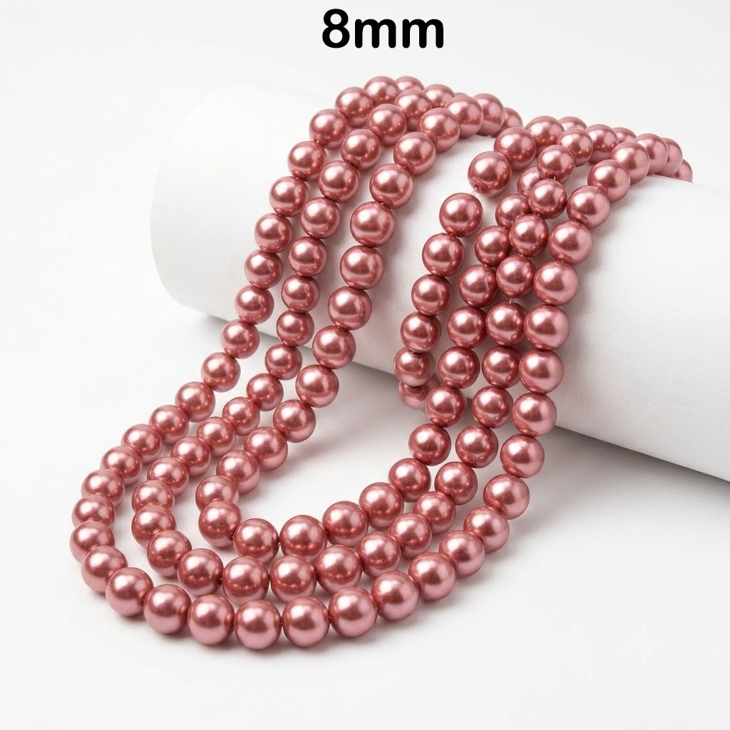 Best Quality 8mm size, Glass Pearl Beads Round  Approx. 105108 Beads Per Strand | Jewelry Making Supplies, Color Coppery