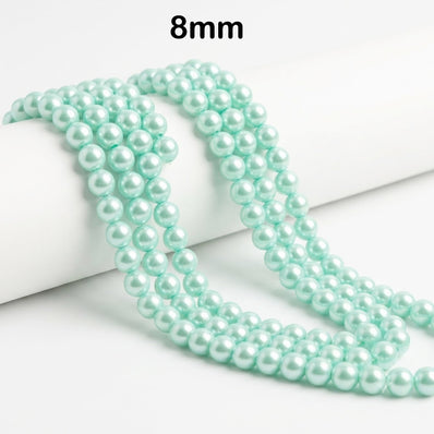 Best Quality 8mm size, Glass Pearl Beads Round  Approx. 105108 Beads Per Strand | Jewelry Making Supplies, Color Aqua