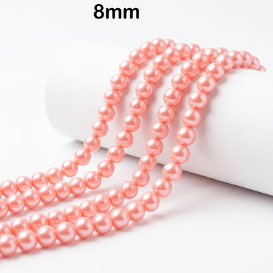 Best Quality 8mm size, Glass Pearl Beads Round  Approx. 105108 Beads Per Strand | Jewelry Making Supplies, Color Pink