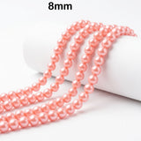 Best Quality 8mm size, Glass Pearl Beads Round  Approx. 105108 Beads Per Strand | Jewelry Making Supplies, Color Pink