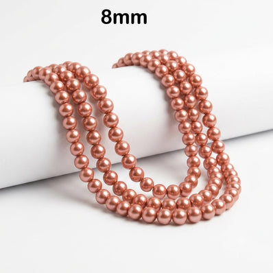 Best Quality 8mm size, Glass Pearl Beads Round  Approx. 105108 Beads Per Strand | Jewelry Making Supplies, Color Brown