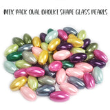 50 PIECES PACK' 18x10 MM APPROX SIZE' ASSORTED MIX PACK OF COLORFUL DHOLKI OVAL SHAPE GLASS PEARL BEADS