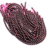 AA QUALITY' 3.5-4 MM ROUND GARNET GEMSTONE BEADS 15'INCHES' APPROX 98-100 PIECES' SOLD BY PER LINE PACK
