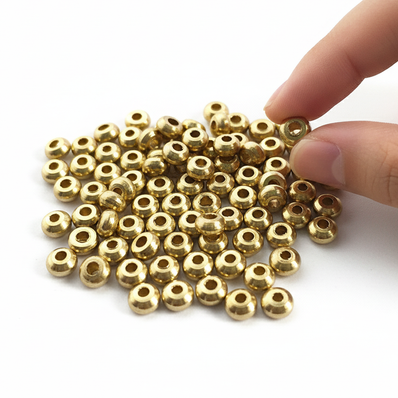 50 PIECES PACK' 3x4 MM APPROX SIZE DOKRA BRASS SOLID RONDEL TYRE SHAPE BEADS