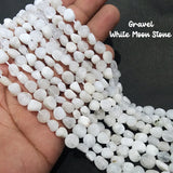 GRAVEL WHITE MOON STONE 'MINI TUMBLE BEADS' 6-9 MM' 50-52 PIECES' SOLD BY PER STRING